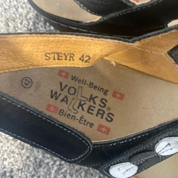 Volks Walkers Black Strappy Slingbacks Comfort Velcro Steyr Sandals Size 42 / 11 - Picture 4 of 6